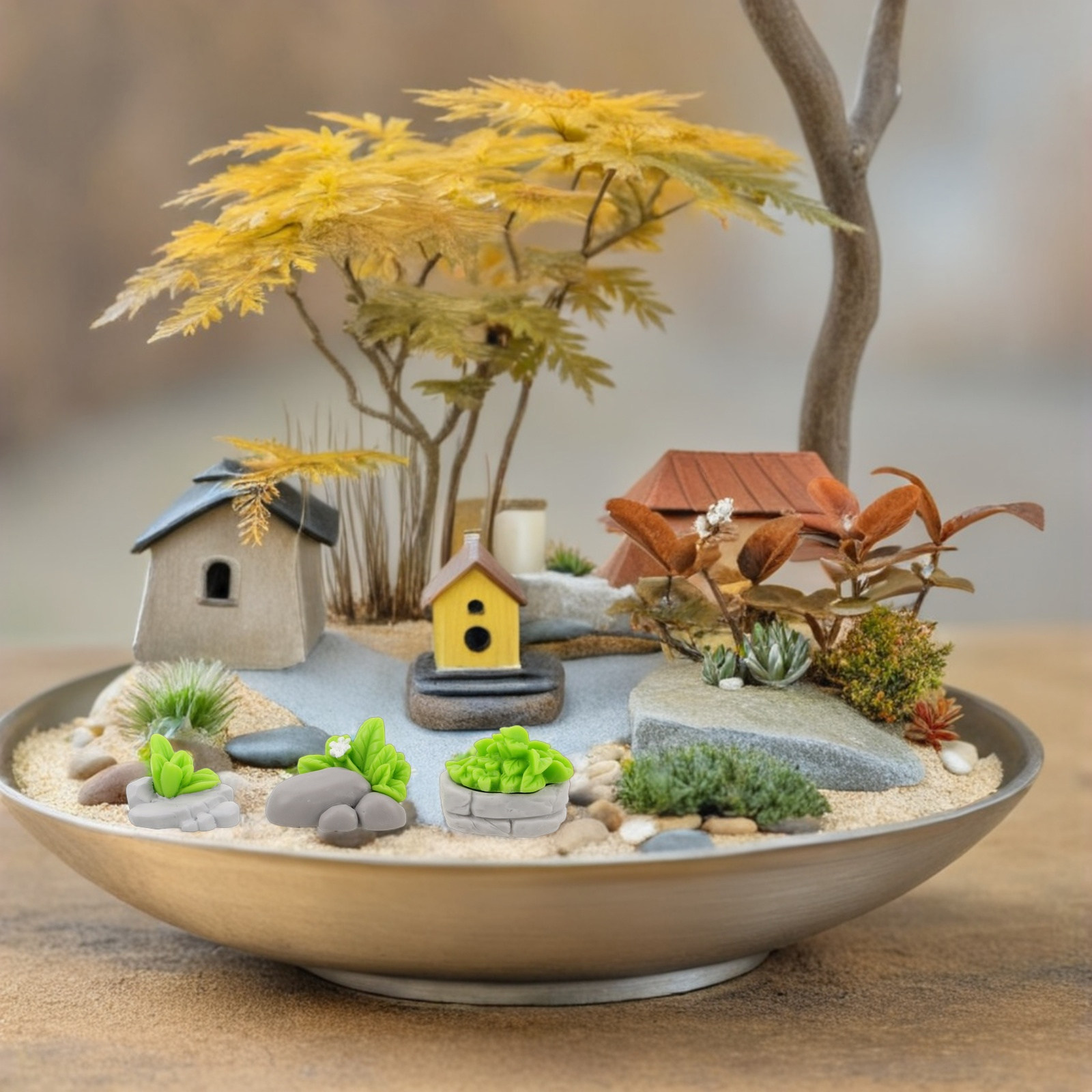 Bonsai Garden Layout - 12Pcs Miniature Artificial Stone Grass Ornaments