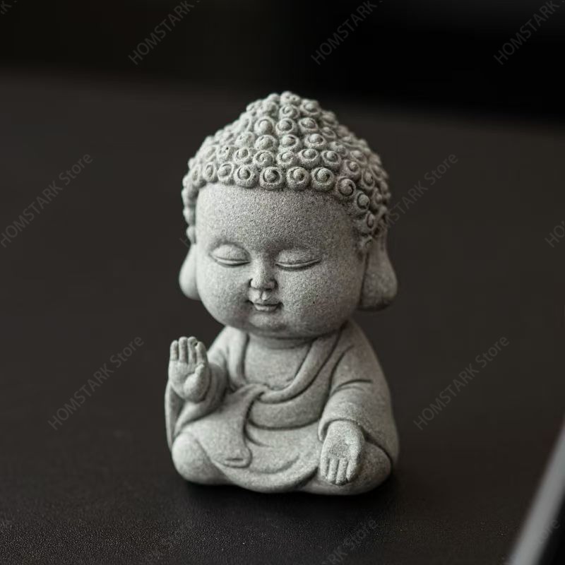 Bonsai Garden Layout - Mini Green Sandstone Buddha Figurine Decor