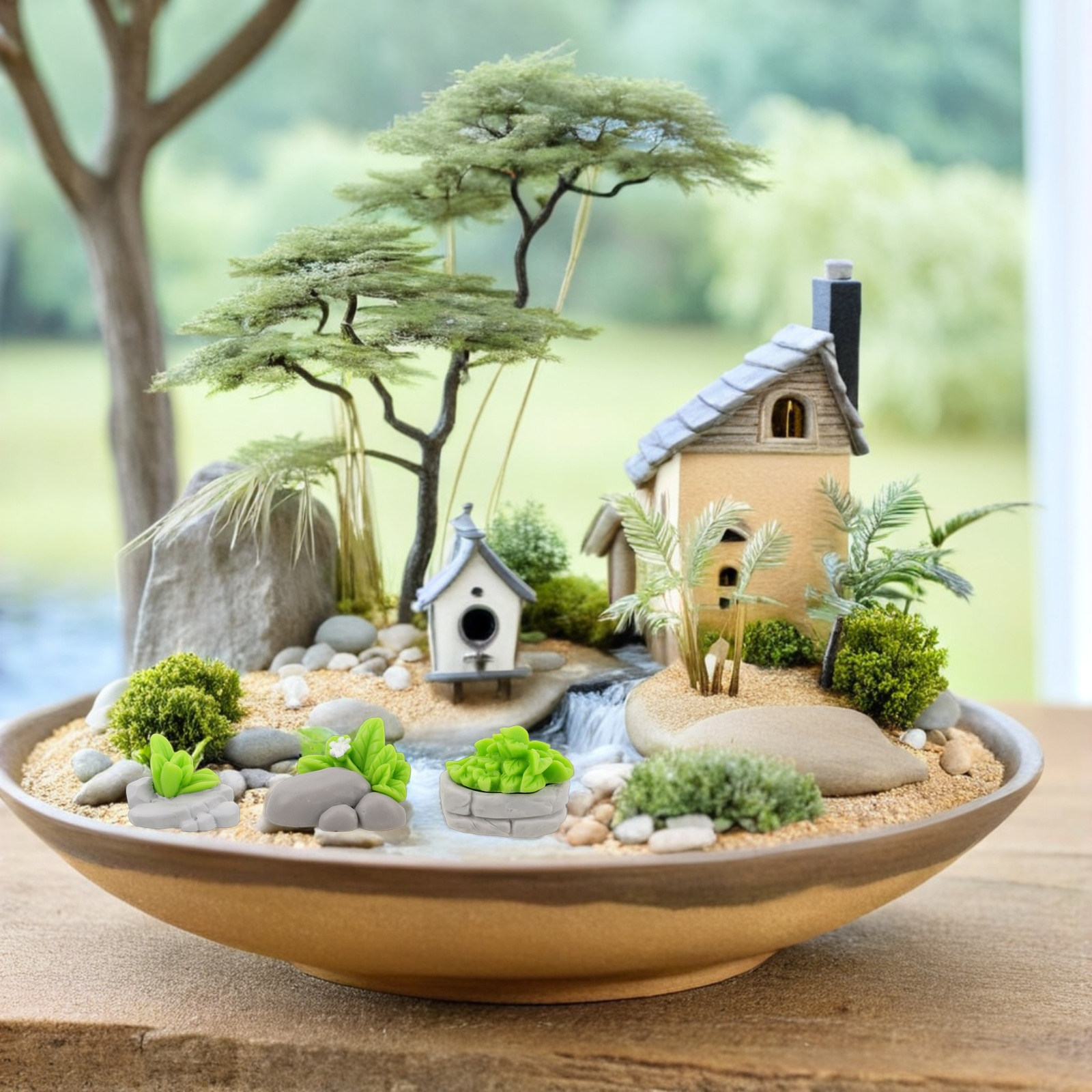12Pcs Miniature Artificial Sto - огляд і ціна Bonsai Garden Layout