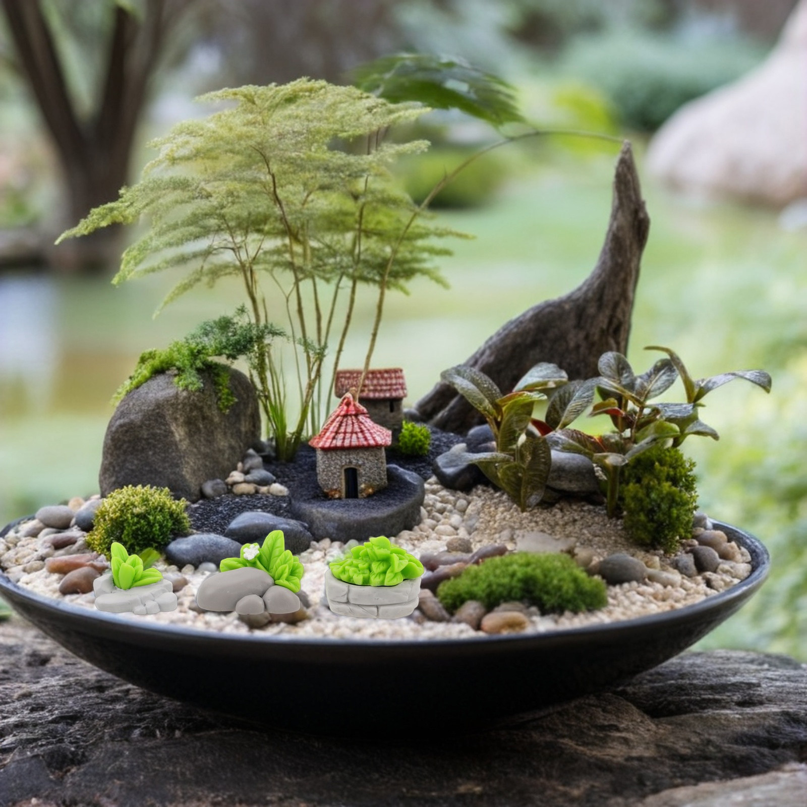 12Pcs Miniature Artificial Sto - огляд і ціна Bonsai Garden Layout